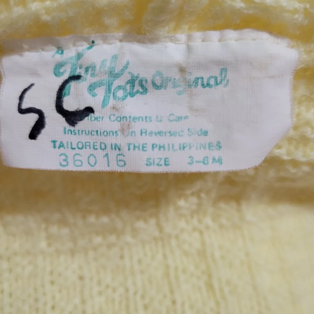 Vintage Tiny Tots Yellow Hooded Knit Sleepsack Unisex Size 3-6 Months